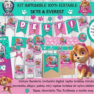 Kit Imprimible Skye & Everest Paw Patrol - 100% Editable