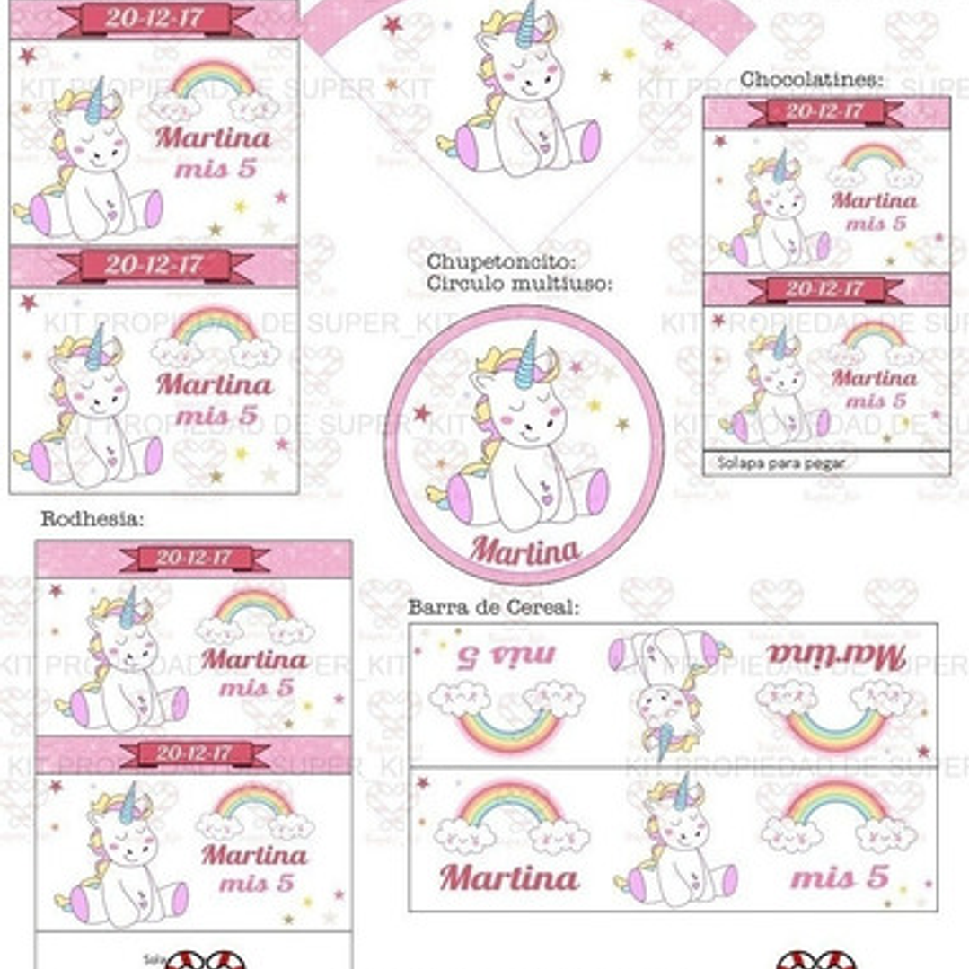 Kit Imprimible Unicornio Editable 1