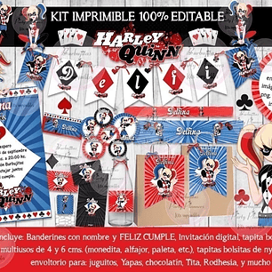 Kit Imprimible Candy Bar Harley Quinn 100% Editable