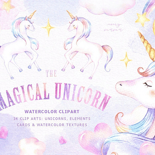 Cliparts Imagenes Png Unicornios Mágicos Acuarelas Es21