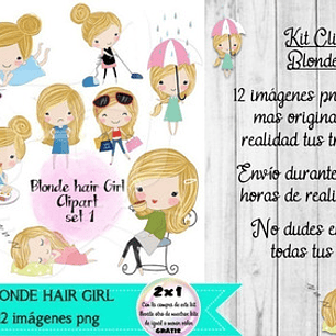 Cliparts Imagenes Png Blonde Hair Girl Niña Rubia Set1