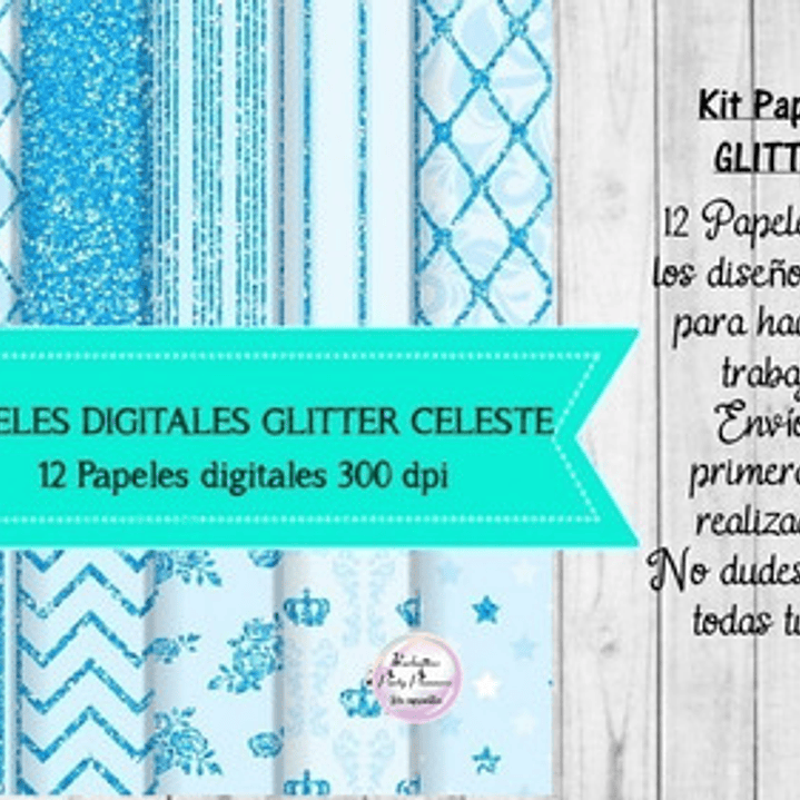 Papeles Fondos Digitales Glitter Brillo Celeste  1