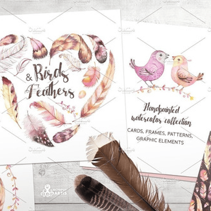 Cliparts Png Pajaritos Y Plumas Acuarela Watercolor O4 1