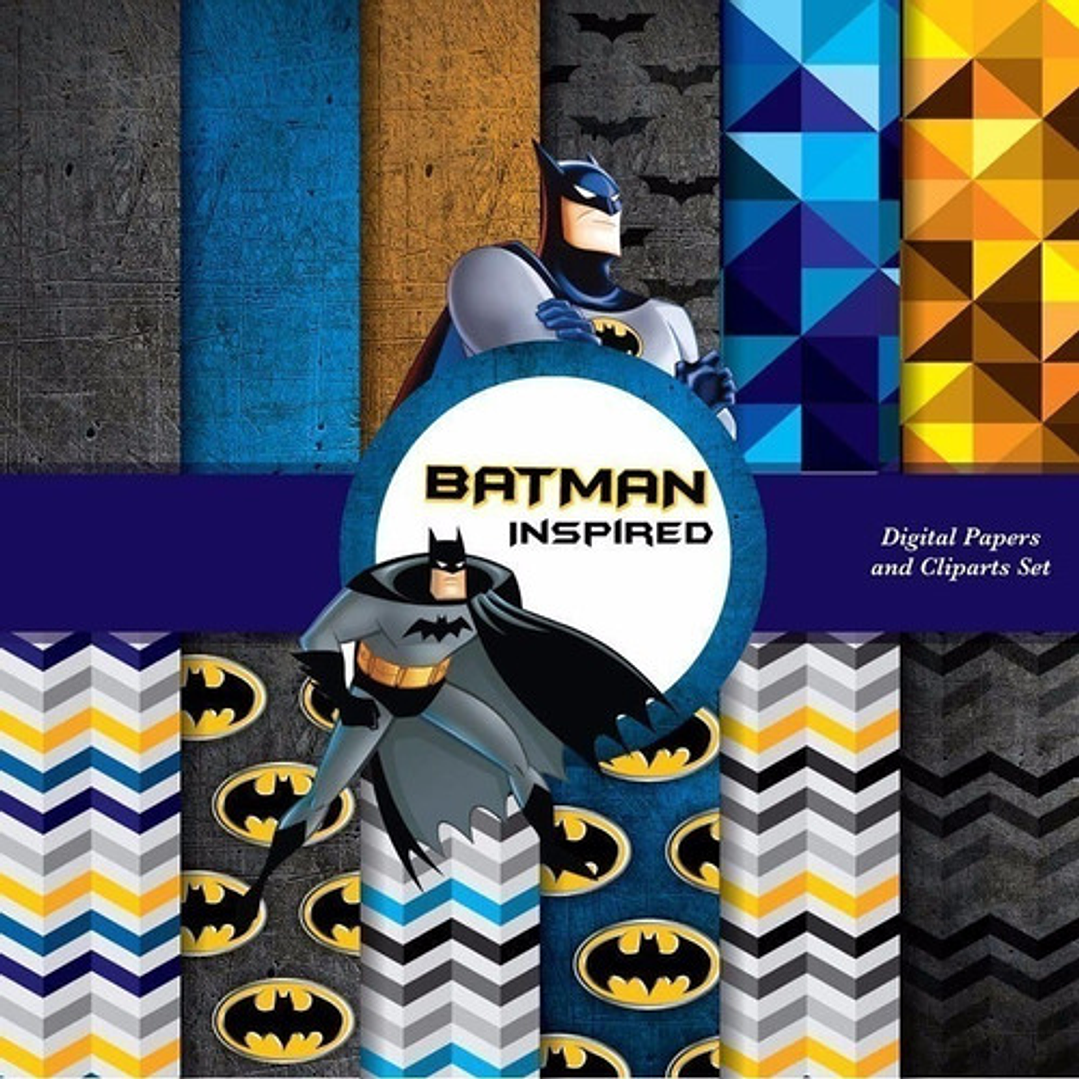 Kit Imprimible  Batman Inspired 5  Clipart - 12 Fondos. 1