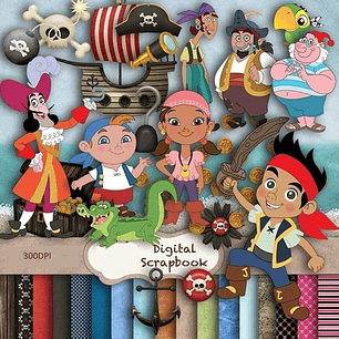 Kit Imprimible Jake El Pirata 18 Fondos 64 Elemetos y 9 Imagenes 