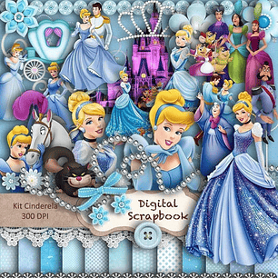 Kit Imprimible Cenicienta 23 Clipart- 13 Fondos- 32 Elementos
