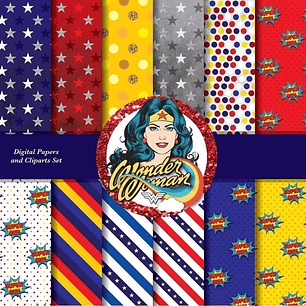 Kit Imprimible Mujer Maravilla Inspir 5 Clipart 12 Fondos