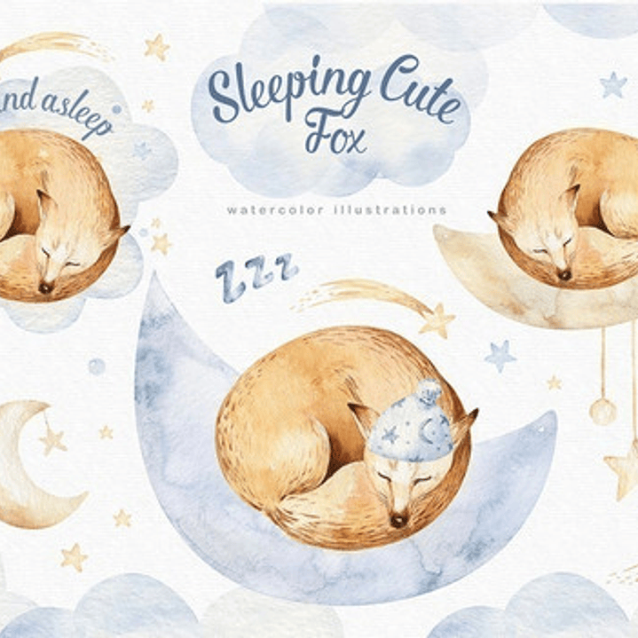 Cliparts Png Zorros Durmiendo Acuarela Watercolor Pa48 1