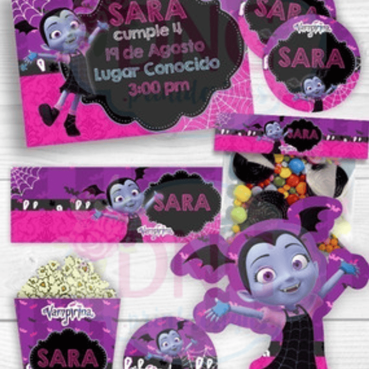 Kit Imprimible Invitaciones Candy Bar Png / Vampirina 1