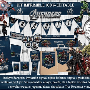 Kit Imprimible Candy Bar Avengers Superheroes 100% Editable