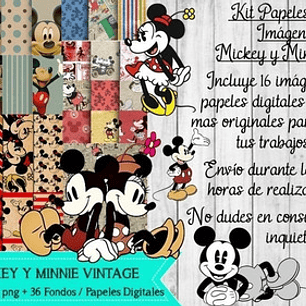 Fondos / Papeles Cliparts Png Mickey Y Minnie Vintage