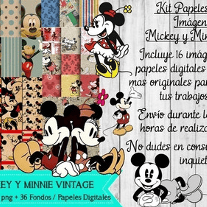 Fondos / Papeles Cliparts Png Mickey Y Minnie Vintage 1