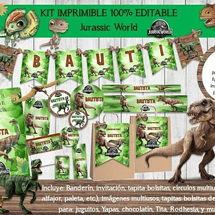 Kit Imprimible Candy Bar Jurassic World 100% Editable