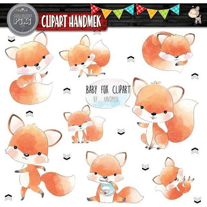 Pack Imagenes Clipart Tierno Bebe Zorro Zorrito + Regalo A1 2