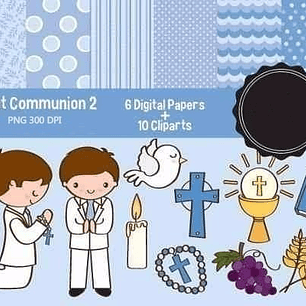 Kit Imprimible Comunion 8 -10 Imagenes - 6 Fondos