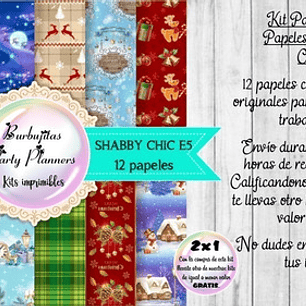 Papeles Digitales Fondos Shabby Chic Navidad E5