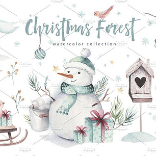 Cliparts Png Muñeco Nieve Navidad Acuarela Watercolor Pa62