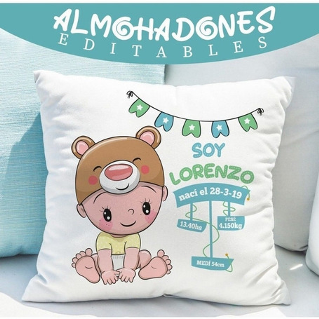 Vectores Para Almohadas Nacimiento Editables 7