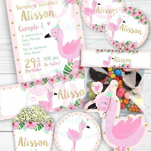 Kit Imprimible Invitaciones Candy Bar Png / Flamenco