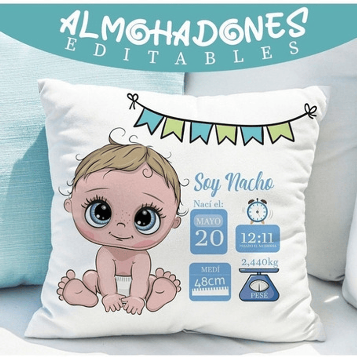Vectores Para Almohadas Nacimiento Editables 8