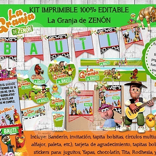 Kit Imprimible Candy Bar La Granja De Zenon 100% Editable