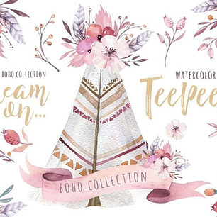 Cliparts Png Tepee Tipi Carpa Rosas Acuarela Watercolor Pa69