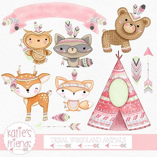 Cliparts Png Animales Del Bosque Tribal Rosa Cl1