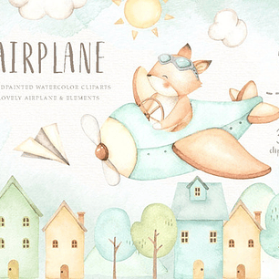 Cliparts Imagenes Png Zorro Zorrito En Avion Acuarela Es1