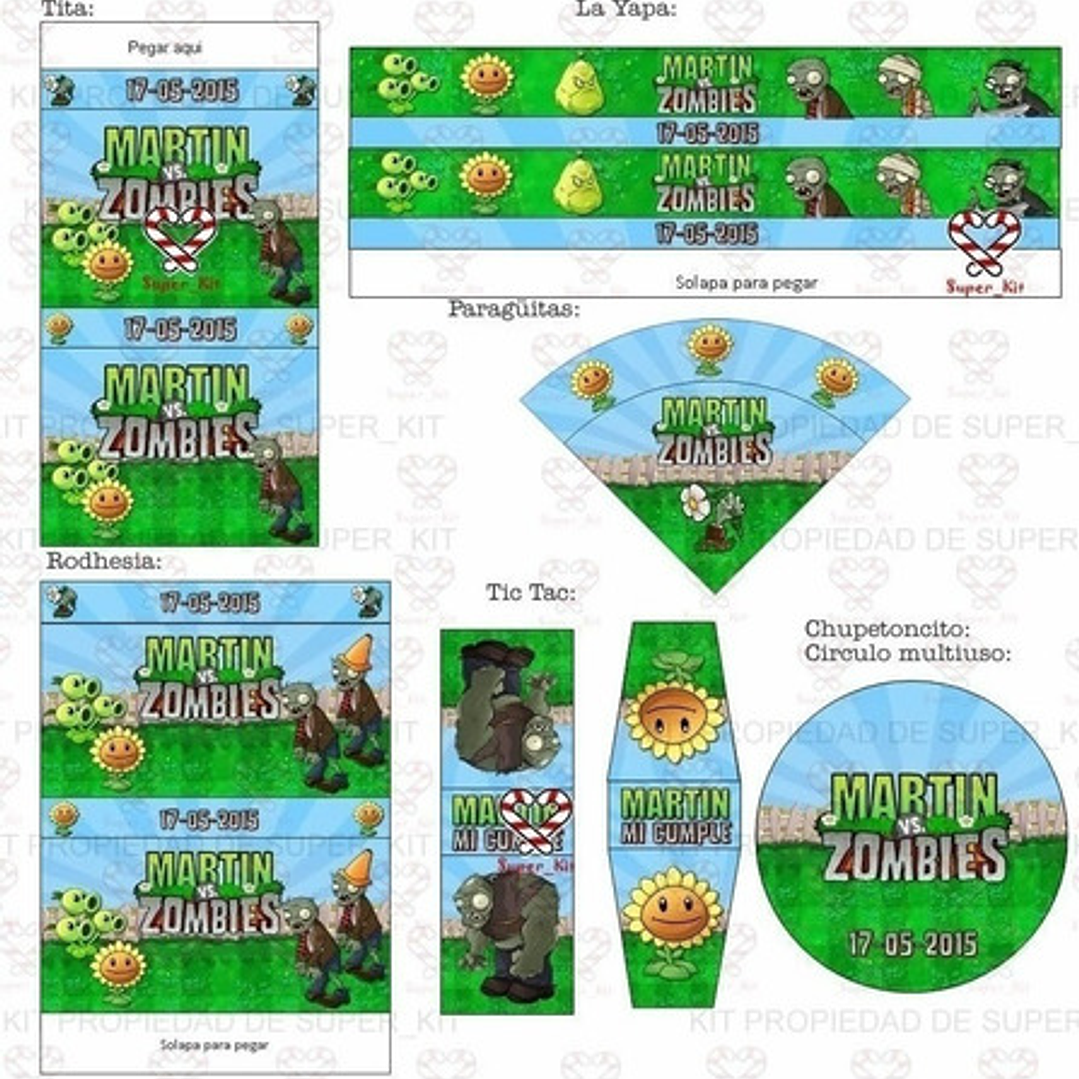 Kit Imprimible Plants Vs Zombies Editable 2