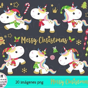 Cliparts Unicornio Navidad Png  Kit Imprimible