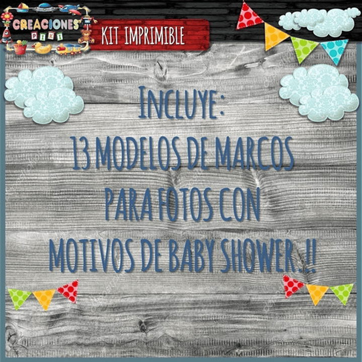 Kit Imprimible Marcos Fotos Baby Shower Editable Completo  3