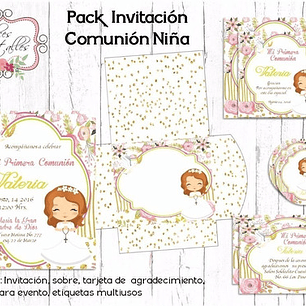 Kit Imprimible Editable Invitación Primera Comunión Nena 02