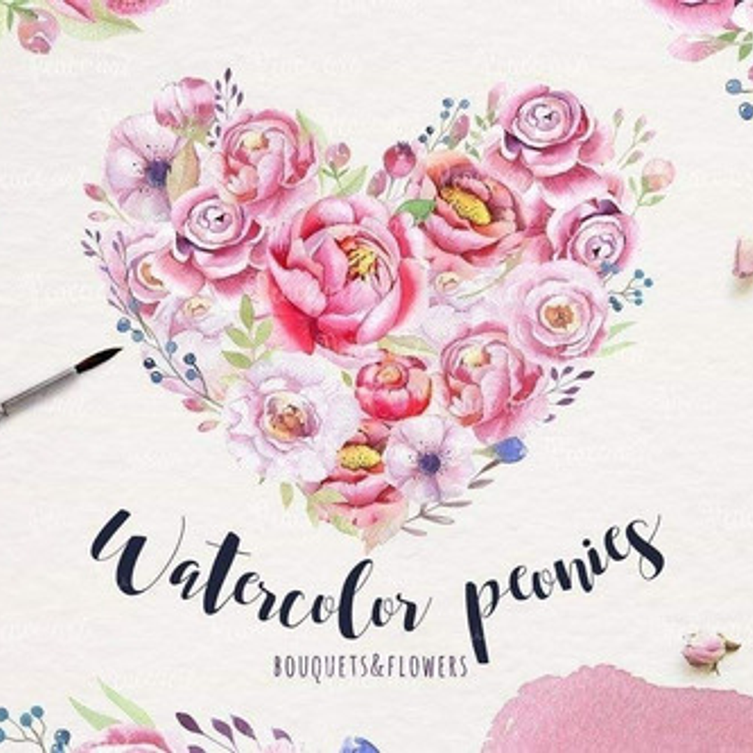 Cliparts Png Corazon Flores Acuarela Watercolor Pa73 1