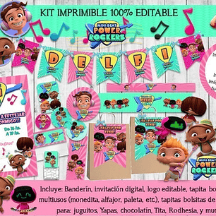 Kit Imprimible Mini Beat Power Rockers Nena Rosa Editable