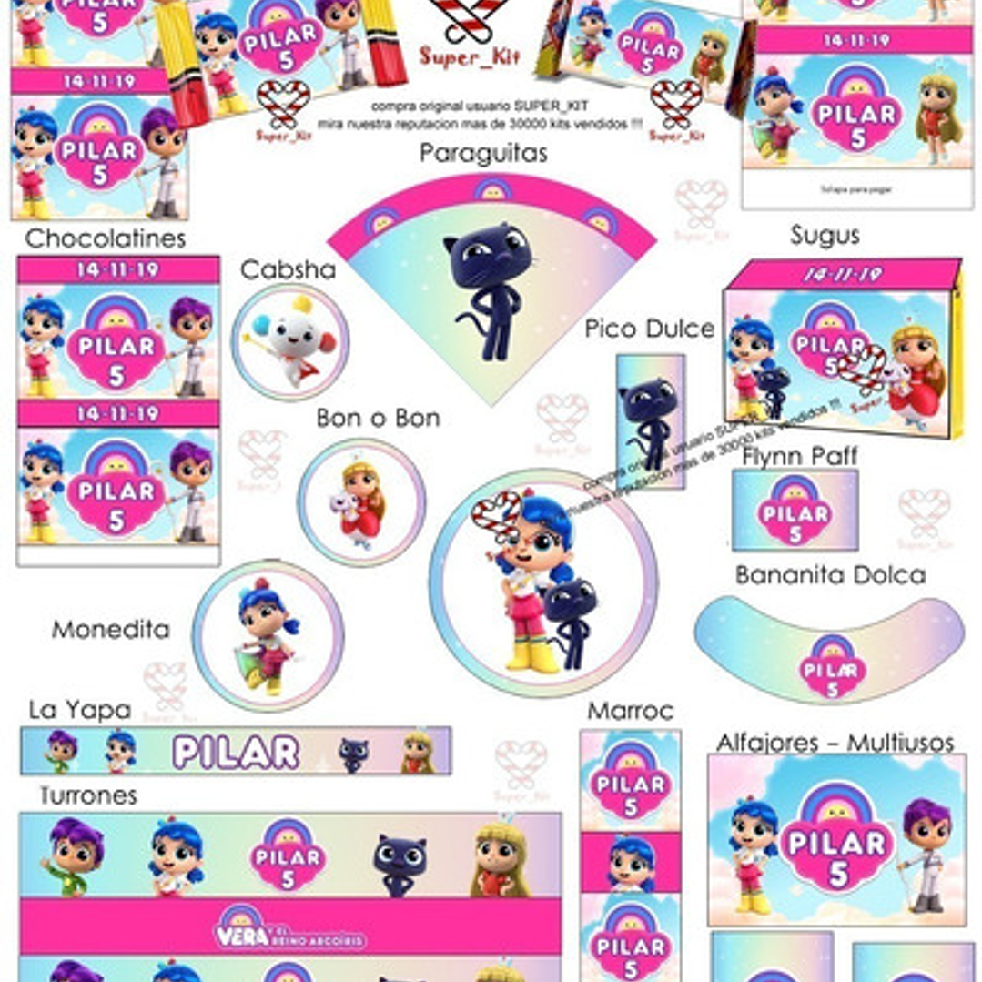 Kit Imprimible Vera Y El Reino Arcoiris Editable 3