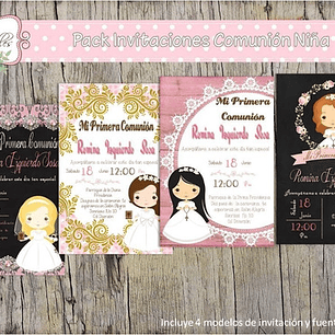 Kit Imprimible Editable De Invitación Primera Comunion