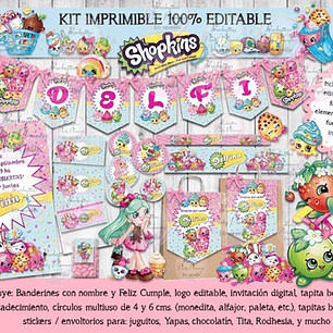Kit Imprimible Candy Bar Shopkins 100% Editable