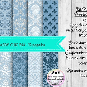 Papeles Digitales Shabby Chic Vintage Azul B54