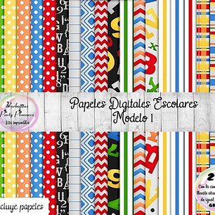 Papeles Fondos Digitales Escolares Mod.1 - Kit Imprimibles