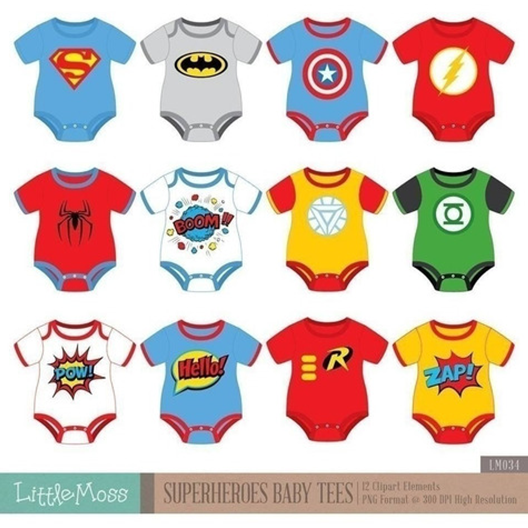 Kit Imprimible Clipart - Mameluco Body Superheroes Bebe 1