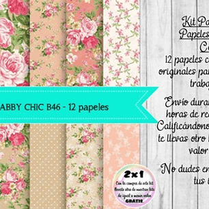 Papeles Digitales Shabby Chic Vintage Rosa Y Beige B46