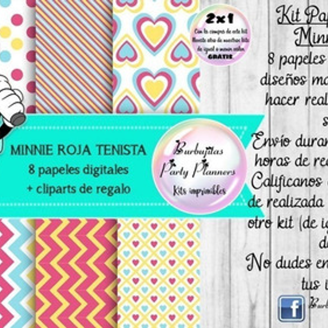 Papeles Fondos Digitales Minnie Tenista Kit Imprimible 1