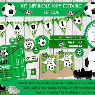 Kit Imprimible Candy Bar Futbol 100% Editable