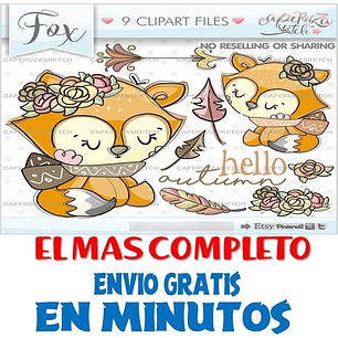 Pack Imágenes Hd Clipart Tierno Zorrito Otoño Caperuza