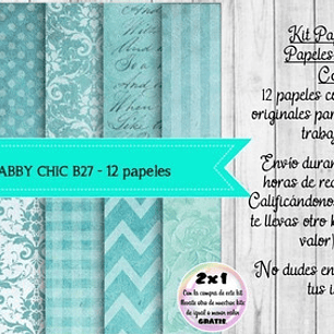 Papeles Digitales Shabby Chic Vintage Celeste B27