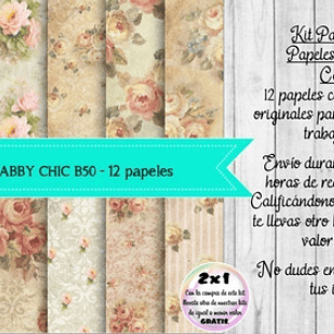 Papeles Digitales Shabby Chic Vintage Rosas Champagne B50