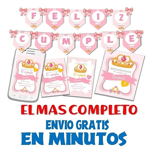 Kit Imprimible Candy Bar Corona Coronita Dorada Full