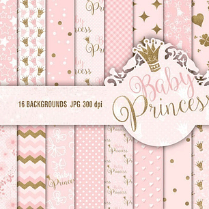 Kit Imprimible Baby Princesa 16 Fondos