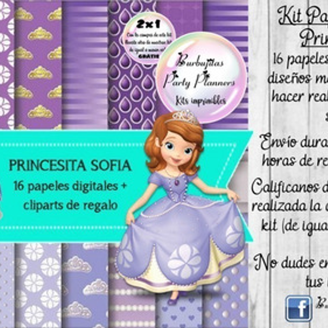 Papeles Fondos Digitales Princesita Sofia Kit Imprimible 1