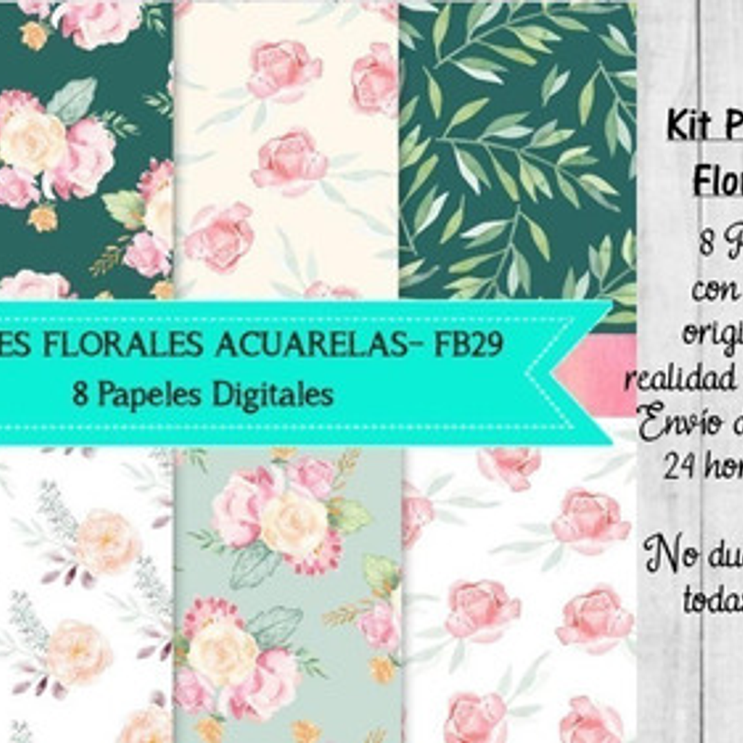 Papeles Digitales Florales Acuarela Fb29 1